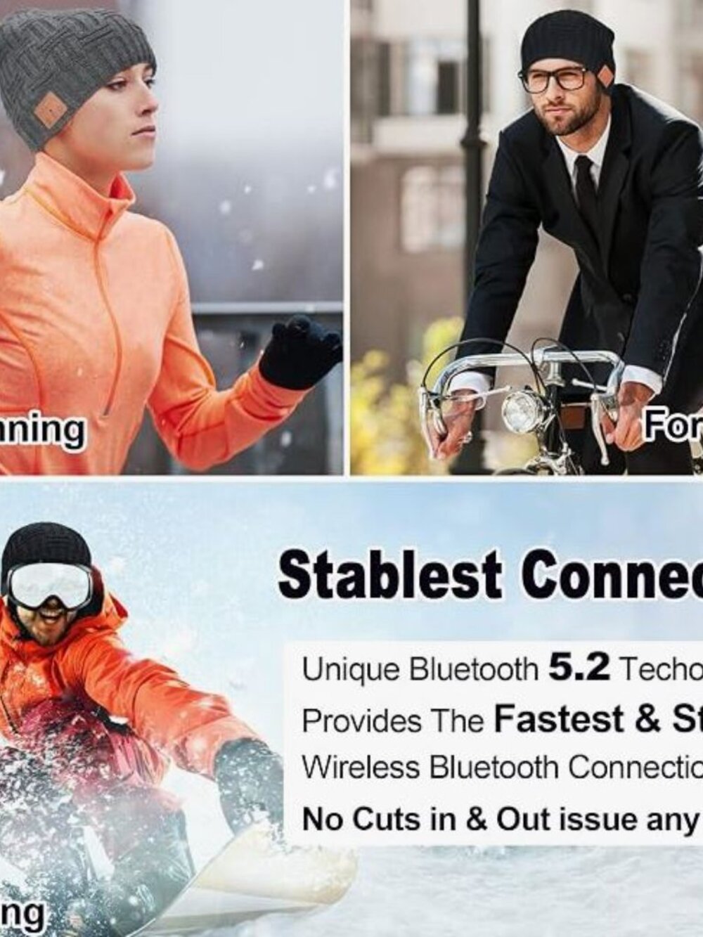 Bluetooth Beanie,Wireless Beanie Headphones Hat Unique Christmas Tech Gifts - Picture 5 of 6